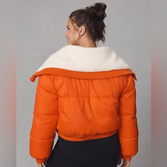 Anthropologie Maeve Sherpa Collared Cropped Puffer Jacket NWT - Picture 2 of 14